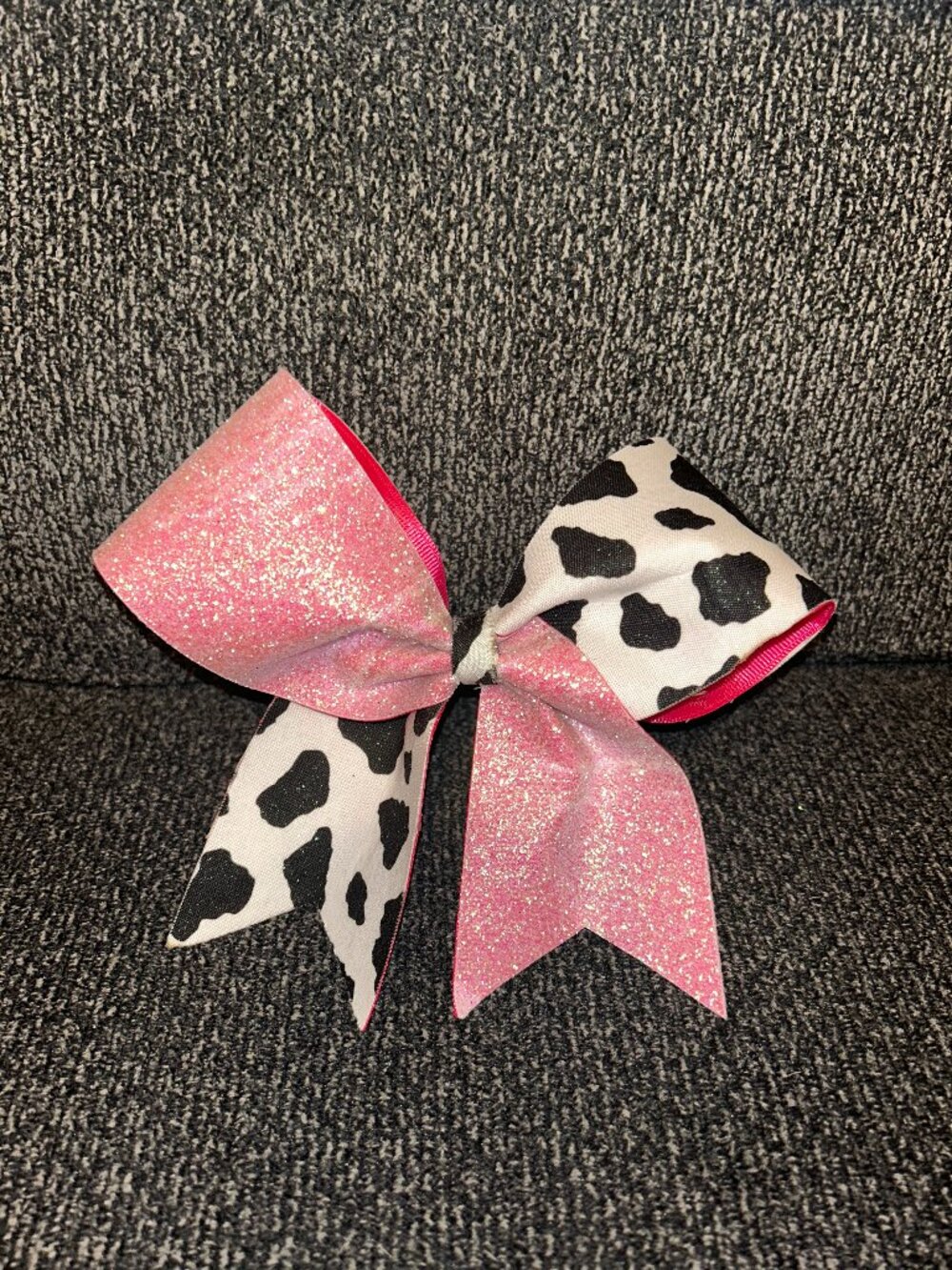 Stiff Cheer Bow: Hot Pink Sparkle with Cow Print